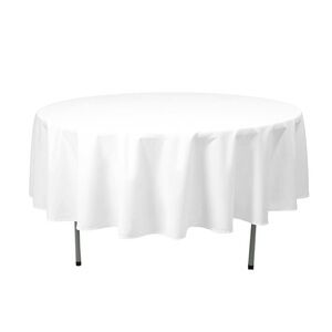 White Round Tablecloth - Classic Dining Table Cover 2 pcs 90 inches